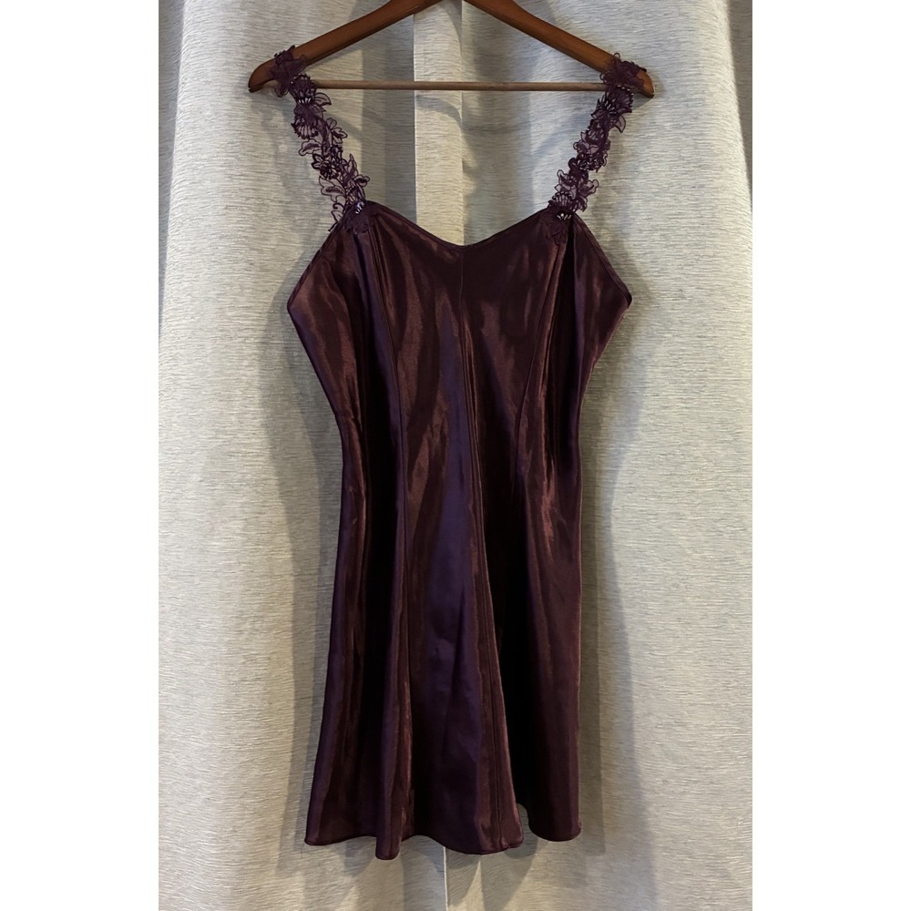 VTG California Miss Nightie Purple Beaded Lace Straps Lingerie Teddy‎ Medium